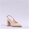 Wonders Vilma Slingback Block Heel - Beige Patent